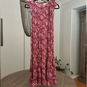 Cat & Jack Maxi Dress in Burgundy Floral Print, size 10-12